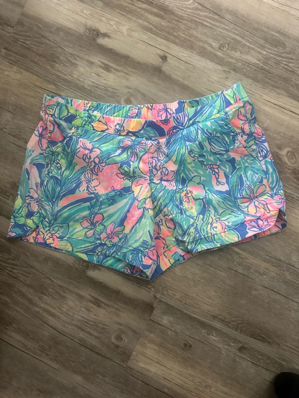 Lilly Pulitzer Pastel Floral High-Rise Shorts in Pink, Blue & Green